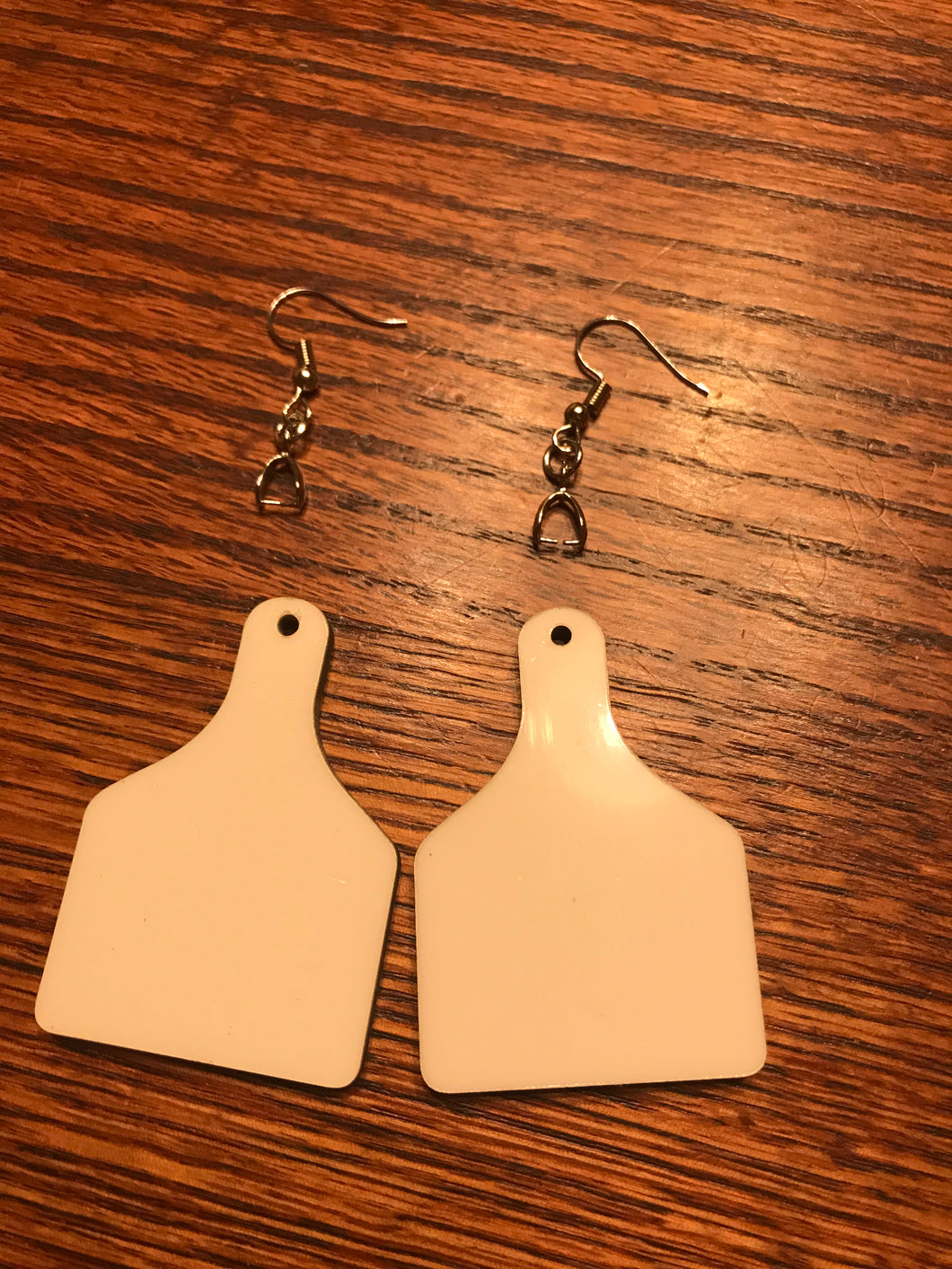 Mdf Double Sided Cow Tag Earrings