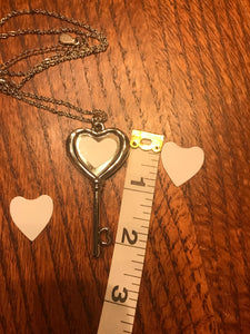 Key with Heart Double Sided Pendant