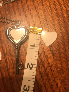 Key with Heart Double Sided Pendant