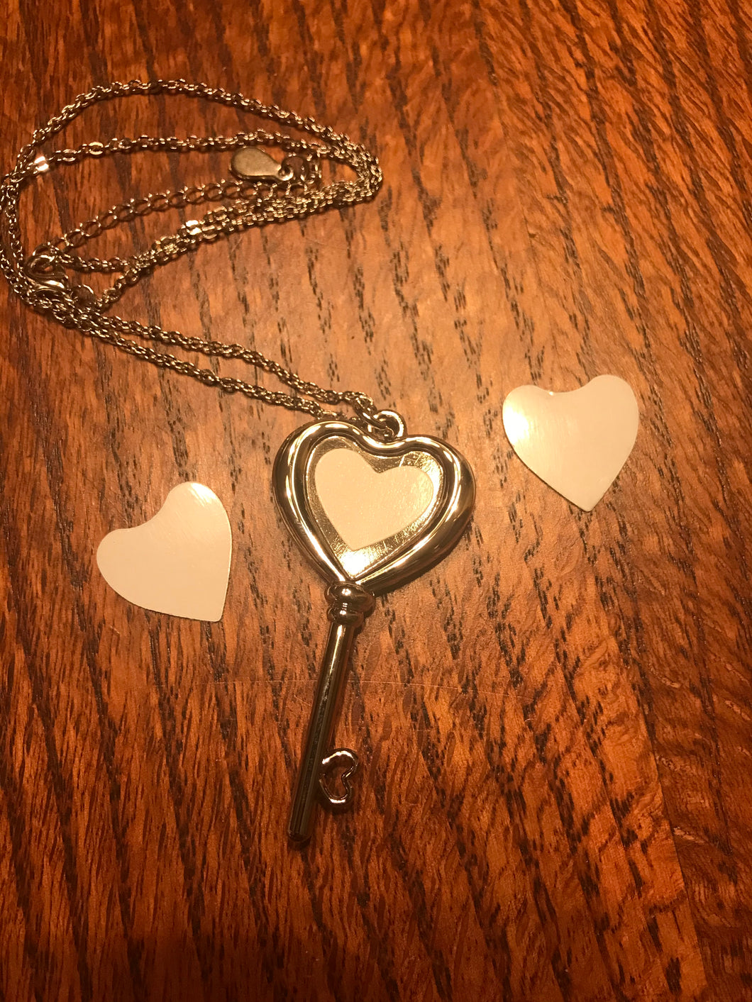 Key with Heart Double Sided Pendant