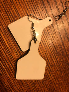 Mdf Double Sided Cow Tag Earrings