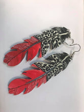 Load image into Gallery viewer, MDF  Double Sided Feather Earrings
