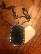 Load image into Gallery viewer, Sublimation Blank Black Tone Dog Tag Crystal Accents With Chain Pendant Ready To Sublimate Rhinestone Dog Tag
