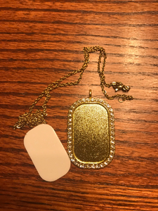 Sublimation Blank Gold Tone Dog Tag Crystal Accents With Chain Pendant Ready To Sublimate Rhinestone Dog Tag