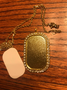 Sublimation Blank Gold Tone Dog Tag Crystal Accents With Chain Pendant Ready To Sublimate Rhinestone Dog Tag